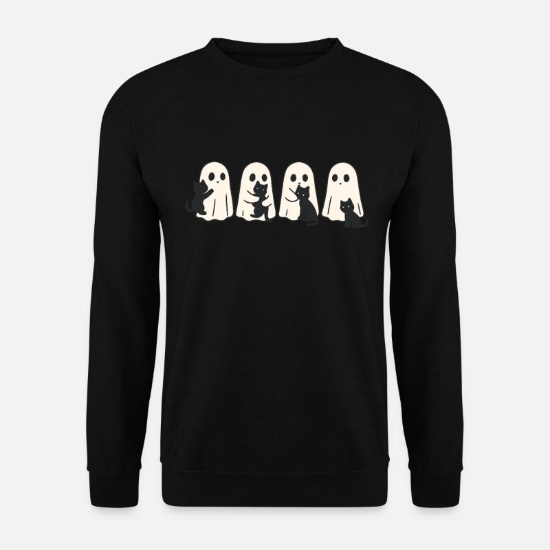 Geist & Katze – Halloween Fun - Unisex Pullover - Schwarz
