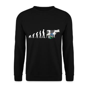 evolution Bauer Kuh Melken 2 - Unisex Sweatshirt - black - Front - Alina (178cm) & Michal (187cm)