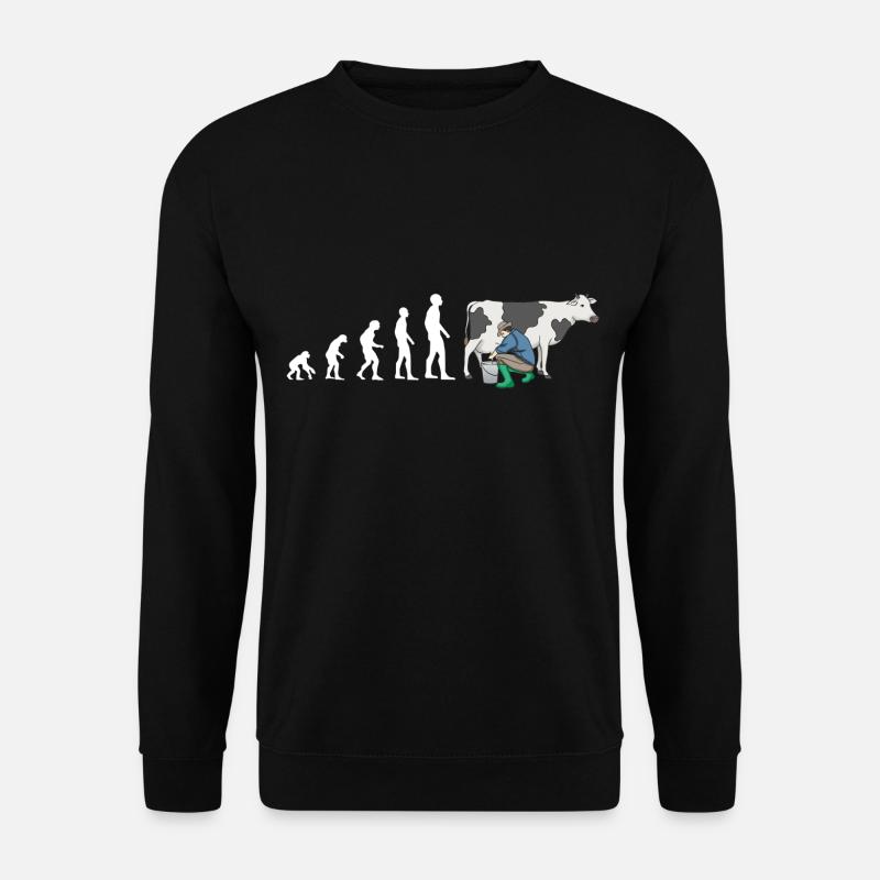 Evolution Bauer Kuh Melken - Unisex Pullover - Schwarz