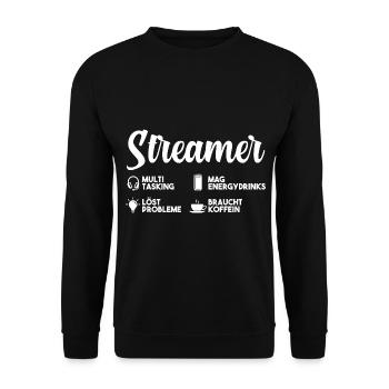 Gaming Zocken Zocker Gamer Streaming Streamer - Unisex Pullover - Schwarz - Vorne - Alina (178cm) & Michal (187cm)