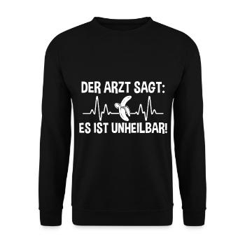 Früchte Banane - Unisex Pullover - Schwarz - Vorne - Alina (178cm) & Michal (187cm)