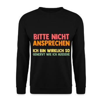 Bitte Nicht Ansprechen - Unisex Pullover - Schwarz - Vorne - Alina (178cm) & Michal (187cm)