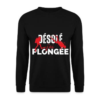 Désolé j'ai Plongée - Sweat-shirt Unisexe - noir - Devant - Alina (178cm) & Michal (187cm)
