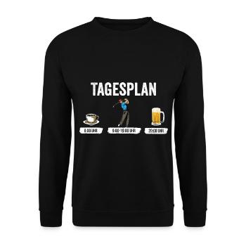 Tagesplan Golfen Golf Golf spielen - Golfer - Unisex Pullover - Schwarz - Vorne - Alina (178cm) & Michal (187cm)