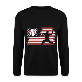 Baseball Baseballschläger Baseballspieler Pitcher - Unisex Pullover - Schwarz - Vorne - Alina (178cm) & Michal (187cm)