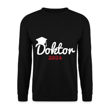 Doktortitel 2024 Doktorhut Promotion Doktor - Unisex Pullover - Schwarz - Vorne - Alina (178cm) & Michal (187cm)