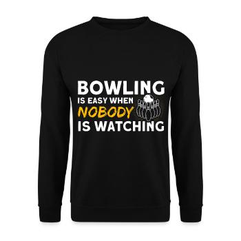 Bowling ist einfach, wenn niemand zuschaut Bowling - Unisex Pullover - Schwarz - Vorne - Alina (178cm) & Michal (187cm)