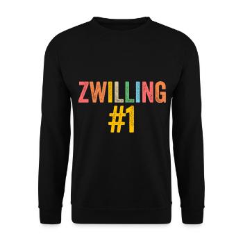 Zwillingsgeschwister Zwilling Zwillinge - Unisex Pullover - Schwarz - Vorne - Alina (178cm) & Michal (187cm)