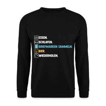 Bier Philatelie Briefmarkensammlung Briefmarkensam - Unisex Pullover - Schwarz - Vorne - Alina (178cm) & Michal (187cm)