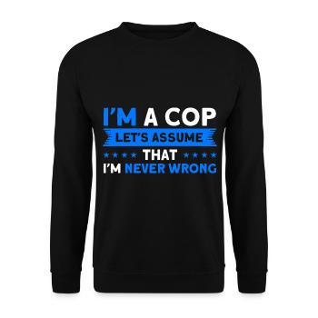 Jamais mal Policier Police Police Grand-père - Sweat-shirt Unisexe - noir - Devant - Alina (178cm) & Michal (187cm)
