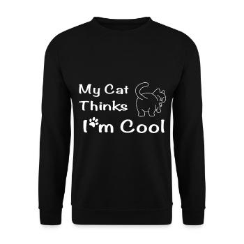 My Cat Thinks I'm Cool - Unisex Pullover - Schwarz - Vorne - Alina (178cm) & Michal (187cm)