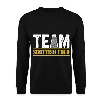 Scottish Fold Katze - Unisex Pullover - Schwarz - Vorne - Alina (178cm) & Michal (187cm)