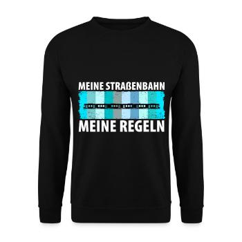 Straßenbahnfahrer Straßenbahn Stadtbahn Tram - Unisex Pullover - Schwarz - Vorne - Alina (178cm) & Michal (187cm)