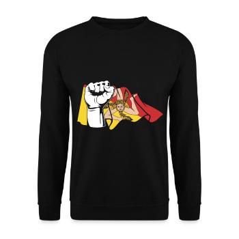 Faust Sizilianer Sicilia Sizilien - Unisex Pullover - Schwarz - Vorne - Alina (178cm) & Michal (187cm)