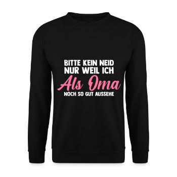 Großmutter Großmama Omi Oma - Unisex Pullover - Schwarz - Vorne - Alina (178cm) & Michal (187cm)