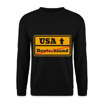 USA Amerika Reisen Urlaub Geburtstag Weihnachten - Unisex Pullover - Schwarz - Vorne - Alina (178cm) & Michal (187cm)