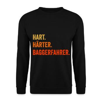 Baggerfahrer - Unisex Pullover - Schwarz - Vorne - Alina (178cm) & Michal (187cm)