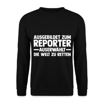 Journalistik Journalist Reporter - Unisex Pullover - Schwarz - Vorne - Alina (178cm) & Michal (187cm)