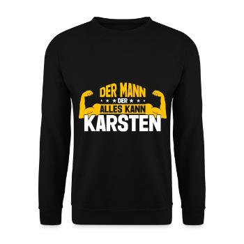 Karsten Der Mann Der Alles Kann Vorname Karsten - Unisex Pullover - Schwarz - Vorne - Alina (178cm) & Michal (187cm)