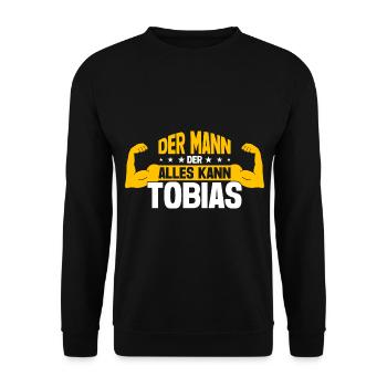 Tobias Der Mann Der Alles Kann Vorname Tobias - Unisex Pullover - Schwarz - Vorne - Alina (178cm) & Michal (187cm)