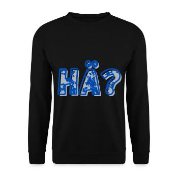HÄ? Lustig Funny Geschenkidee Hessichses Fragewort - Unisex Pullover - Schwarz - Vorne - Alina (178cm) & Michal (187cm)