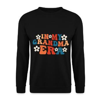 Baby-ankündigung Aus Der Zeit Meiner Großmutter - Unisex Pullover - Schwarz - Vorne - Alina (178cm) & Michal (187cm)