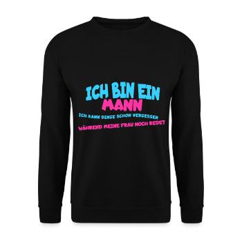Je suis un homme, je peux oublier des choses... - Sweat-shirt Unisexe - noir - Devant - Alina (178cm) & Michal (187cm)