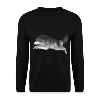 Grey wolf runs - Unisex Sweatshirt - black - Front - Alina (178cm) & Michal (187cm)