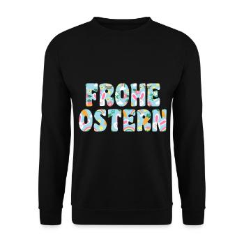 Osterhase Hase Ostern - Unisex Pullover - Schwarz - Vorne - Alina (178cm) & Michal (187cm)