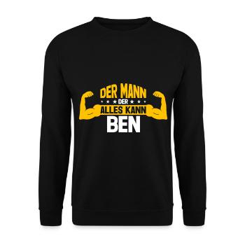 Ben Der Mann Der Alles Kann Vorname Ben - Unisex Pullover - Schwarz - Vorne - Alina (178cm) & Michal (187cm)