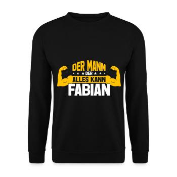 Fabian Der Mann Der Alles Kann Vorname Fabian - Unisex Pullover - Schwarz - Vorne - Alina (178cm) & Michal (187cm)
