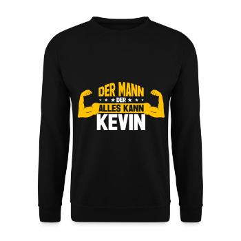Kevin Der Mann Der Alles Kann Vorname Kevin - Unisex Pullover - Schwarz - Vorne - Alina (178cm) & Michal (187cm)