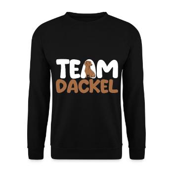 Hund Team Dackel - Unisex Pullover - Schwarz - Vorne - Alina (178cm) & Michal (187cm)