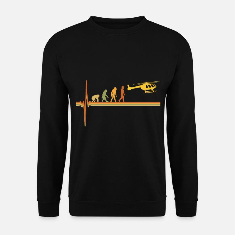 Hubschrauber Pilot EKG Herzschlag Evolution - Unisex Pullover - Schwarz