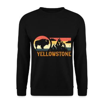 Yellowstone National Park Bison - Unisex Sweatshirt - black - Front - Alina (178cm) & Michal (187cm)