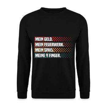 Feuerwerker Feuerwerk Pyrotechniker Geschenk - Unisex Pullover - Schwarz - Vorne - Alina (178cm) & Michal (187cm)