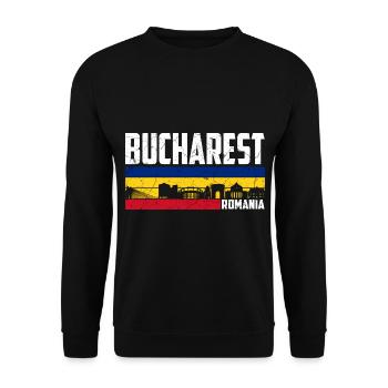 Bukarest Rumänien Stadt Rumänisch - Unisex Pullover - Schwarz - Vorne - Alina (178cm) & Michal (187cm)