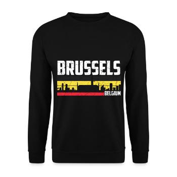 Brussels Belgium City - Unisex Sweatshirt - black - Front - Alina (178cm) & Michal (187cm)