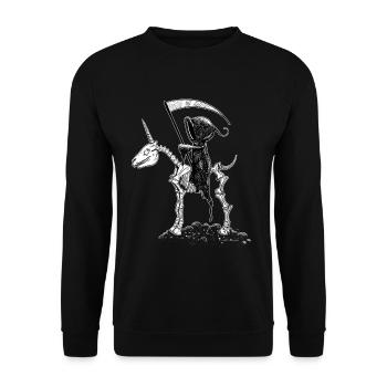 Squelette Cool Licorne Avec Grim Reaper I Halloween - Sweat-shirt Unisexe - noir - Devant - Alina (178cm) & Michal (187cm)