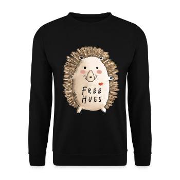 Free Hugs Igel I Kinder Comic Geschenk Herbst - Unisex Pullover - Schwarz - Vorne - Alina (178cm) & Michal (187cm)