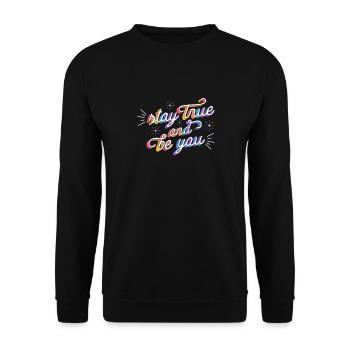 StayTrueAndBeYou - Sweat-shirt Unisexe - noir - Devant - Alina (178cm) & Michal (187cm)