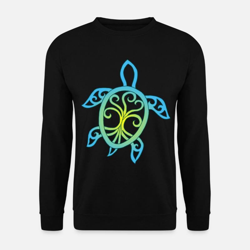 Blaue und gelbe Meeresschildkröten-Symbol - Unisex Pullover - Schwarz