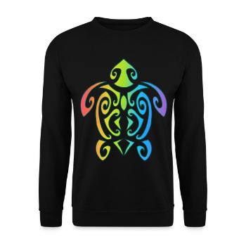 Rainbow Polynesian Turtle - Unisex Sweatshirt - black - Front - Alina (178cm) & Michal (187cm)