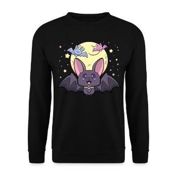 Pastell Goth gruselig kawaii süße Fledermaus Halloween - Unisex Pullover - Schwarz - Vorne - Alina (178cm) & Michal (187cm)