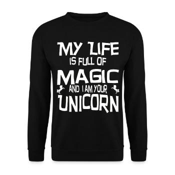 Magic Unicorn - Unisex Sweatshirt - black - Front - Alina (178cm) & Michal (187cm)