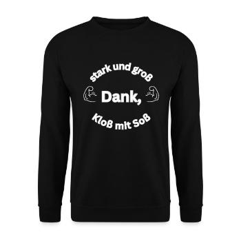 stark und groß dank, Kloß mit Soß - Unisex Pullover - Schwarz - Vorne - Alina (178cm) & Michal (187cm)