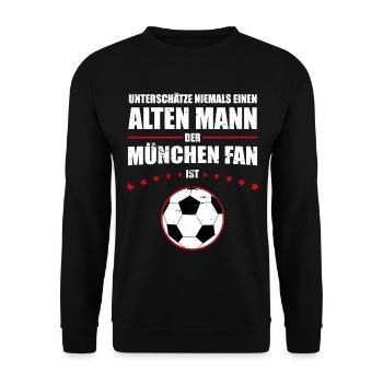 Alter Mann - München Fan | Retro Vintage Fußball - Unisex Pullover - Schwarz - Vorne - Alina (178cm) & Michal (187cm)