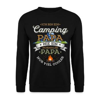 Camping Papa Lagerfeuer Camper Zelten Campingplatz - Unisex Pullover - Schwarz - Vorne - Alina (178cm) & Michal (187cm)