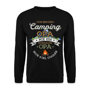 Camping Opa Lagerfeuer Camper Zelten Campingplatz - Unisex Pullover - Schwarz - Vorne - Alina (178cm) & Michal (187cm)
