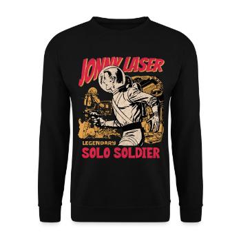 Jonny Laser Solo Soldat - Unisex Pullover - Schwarz - Vorne - Alina (178cm) & Michal (187cm)